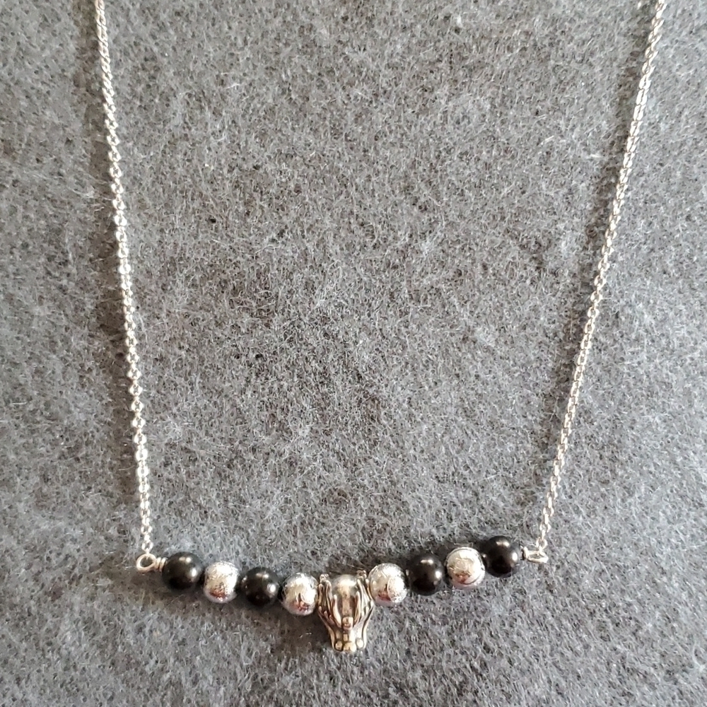 Shungite Sterling Silver Dragon Necklace Meteorite